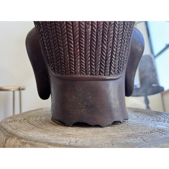 Antique Lakshmi Bust Sculpture Metal Cast Iron? Cambodia Goddess 17”/44cm Huge - Picture 8 of 15